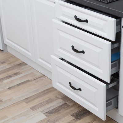 Kitchen furniture. White kitchen drawers Kitchen furniture. White kitchen drawers.
